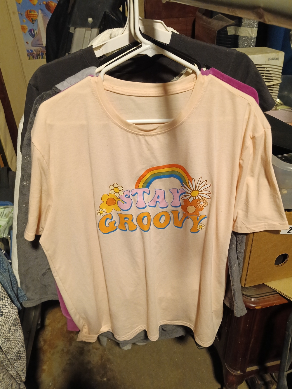 Kids "Stay Groovy" Graphic Tee - Peach